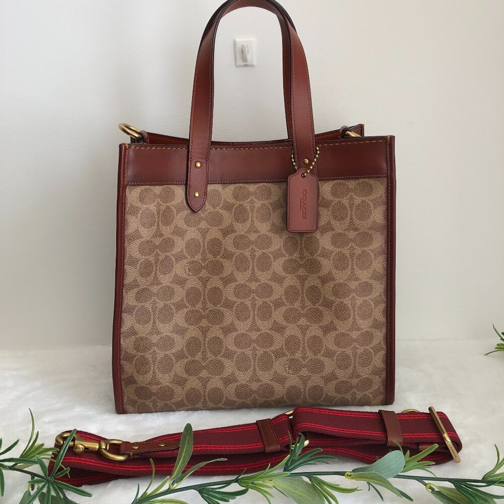 Coach Signature Carriage Coated Canvas Field Tote  Crossbody Bag